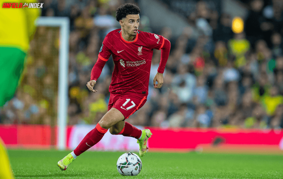 Liverpool's Curtis Jones during the Premier League match between